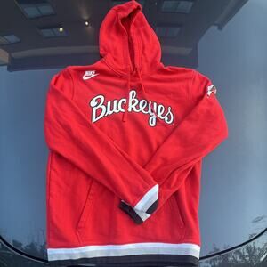 Ohio State Buckeyes Hoodie Adult Med Red Retro Long Sleeve Pullover Nike